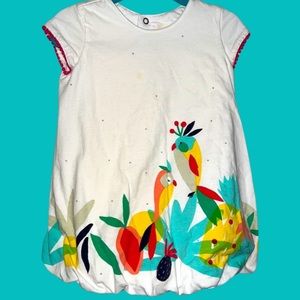 Catimini Tropical Bird Cotton Blouson Dress Size 2T